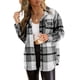 thumbnail image 1 of Shacket Trendy Queen para mujer, casual, a cuadros, con botones, gris, 1 of 5