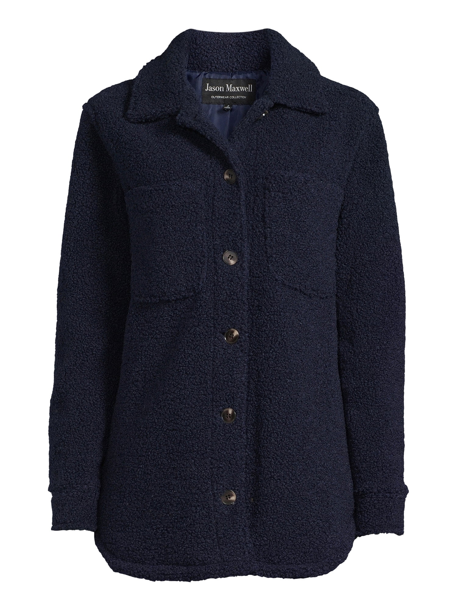 Jason Maxwell Women’s and Women’s Plus Size Faux Shearling Button Down Shacket, Sizes S-3X
