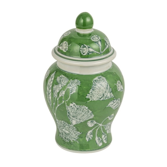 Creative Co-Op Decorative Ceramic Ginger Jar with Domed Lid, Green