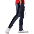 thumbnail image 3 of Ma Croix Mens Stripe Track Zipper Pants Two Tone Skinny Fit Elastic Athletic Training Bottom, 3 of 6