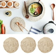 Visland Rattan Weave Round Oval Placemat Dining Table Heat Insulation Mat Kitchen Decor