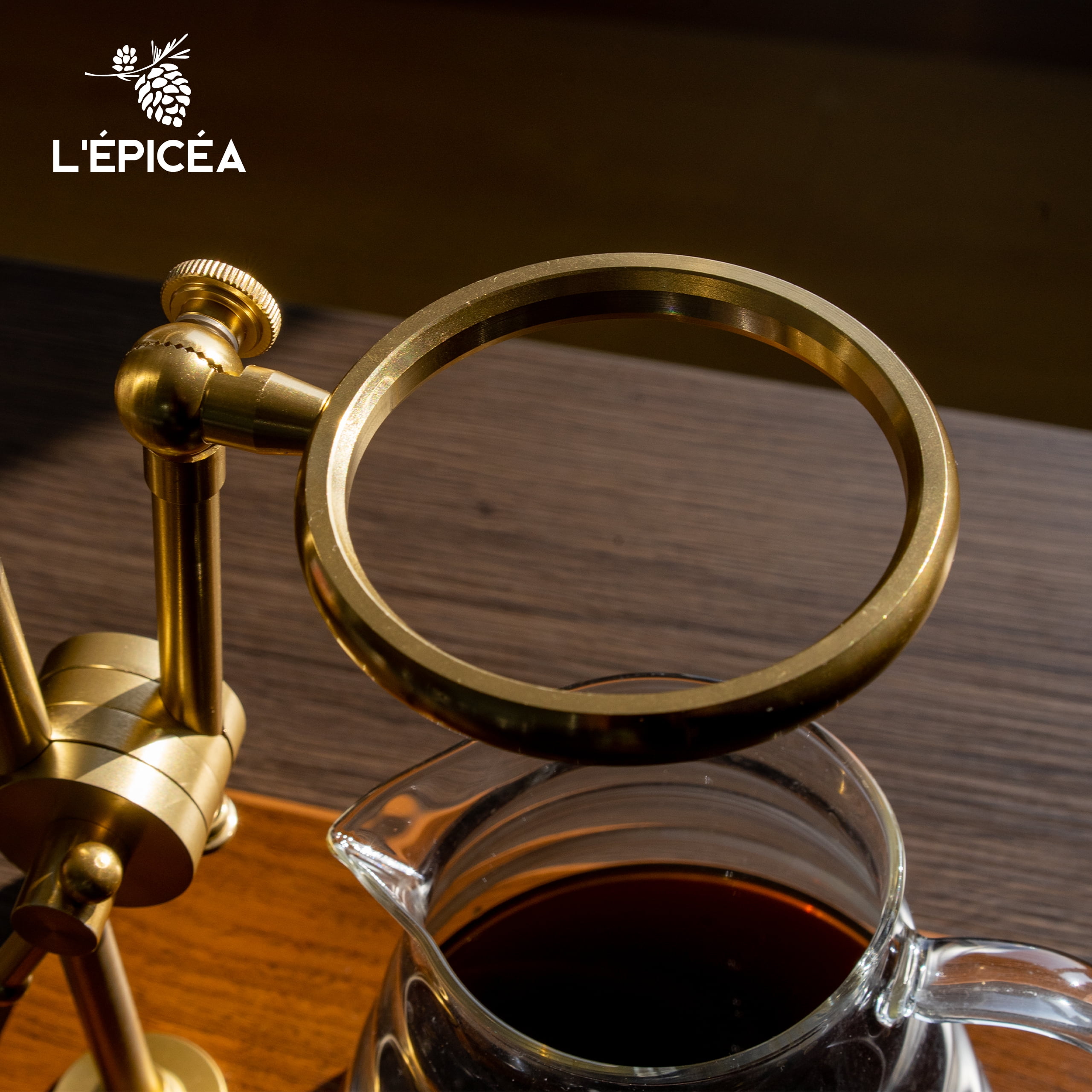 L'ÉPICÉA Pour over Coffee Maker Set,Stainless Steel Stand&Wooden Base, Glass Coffee Filters Cup