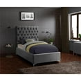 thumbnail image 3 of Maklaine Contemporary Solid Wood Tufted Velvet Twin Bed in Gray, 3 of 3
