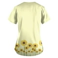 thumbnail image 3 of IYYVV Scrub Top for Women, Plus Size V-Neck Scrubs, Relaxed Fitted Soft Women's Scrub Tops Sunflower Print Nursing Uniform with Pockets Fluorescence Yellow 4XL, 3 of 3