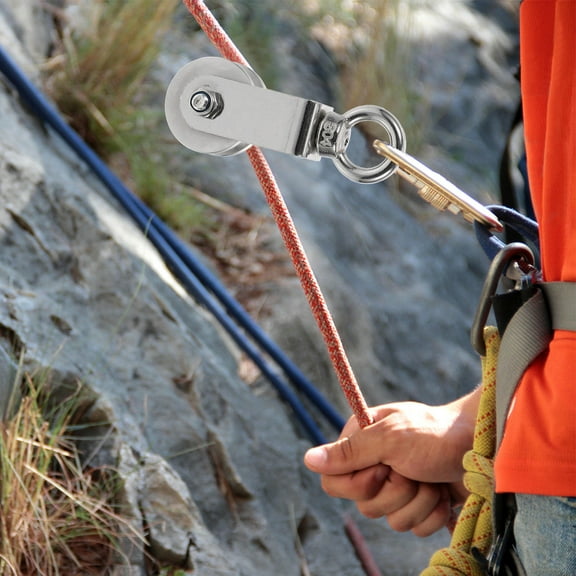 EXHUMKY 1Set Stainless Steel Single Wheel Pulley for Industrial Lifting and Pulling 8.50X3.20X3.20CM