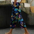 thumbnail image 3 of HomeGardon Womens Capris Pants,Pants for Women Casual Loose Harlan Pants with Drawstring Lace Up Honeybee Festival Pockets Fashionable Printing Cropped Pants,M-XXXL, 3 of 5