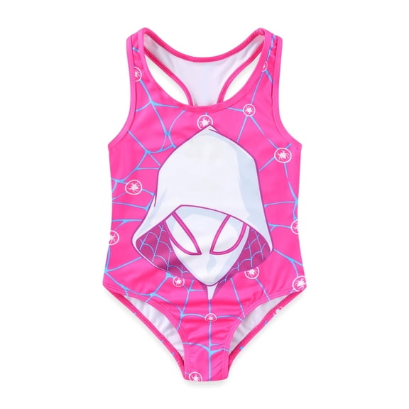 Marvel Spider-Gwen Ghost Spider UPF 50 One Piece Swimsuit Bathing Suit (Girls), Sizes 4-10