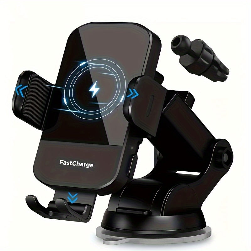 15W Wireless Car Charger | Auto-Clamping Car Mount, Fast Charging, Compatible with for iphone 17 16 15, 14, 13, 12, 11 Pro Max, Xs, for samsung,,,, S10+, USB Type-C