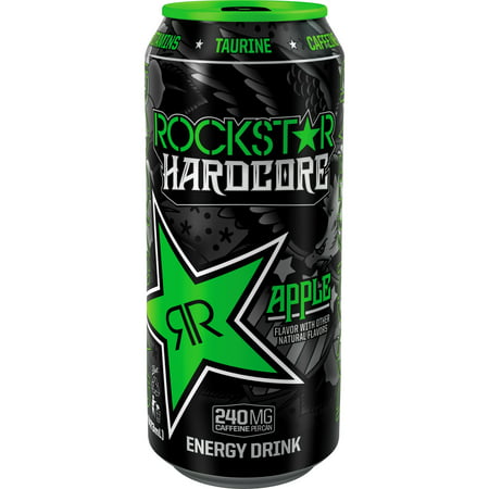Rockstar Hardcore Energy Drink, Green Apple, 16 oz Cans, 24 Count