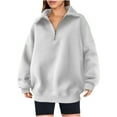 thumbnail image 2 of GigrtiJin Women Oversized Half Zip Sweatshirts Long Sleeve V Neck Pullover Tops Casual Going out Solid Color Shirts, 2 of 7