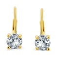 thumbnail image 2 of Bling Jewelry Womens Classic Round 1CT CZ Solitaire Drop Stud Earrings Gold Plated Silver Leverback, 2 of 6