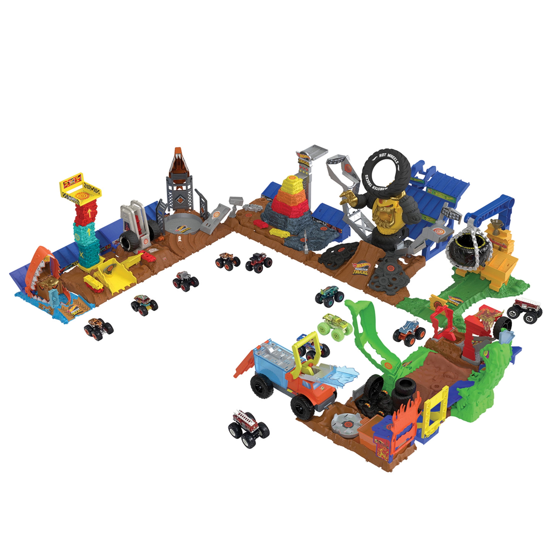Hot Wheels Monster Trucks Arena Smashers Treasure Chomp Challenge Playset