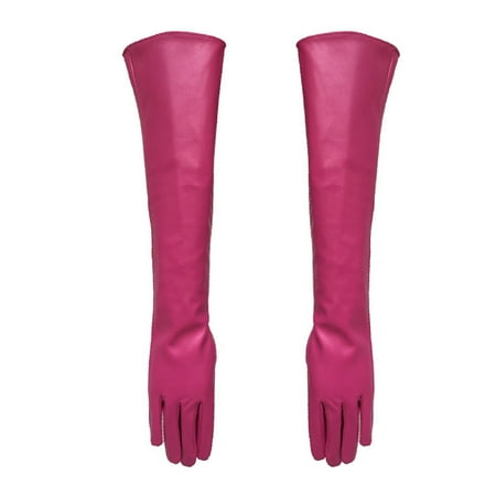 

Cuteam Gloves Full Finger Windproof Faux Leather Long Arm Gloves for Shopping