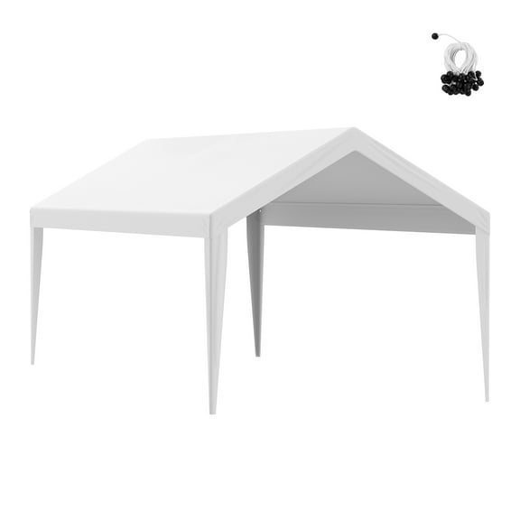 KFFKFF Car Shelter Canopy Replacement Cover 10 x 20 ft, Heavy-Duty Waterproof UV-Resistant Garage Tent Tarp, White (Cover Only, No Frame Included)