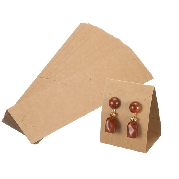 Uxcell 50 Pcs Tarjetas de Exhibición de Pendientes de Pie, Tarjetas de Exhibición de Collares, Tarjetas de Empaque de Joyería para Pulseras, Kraft