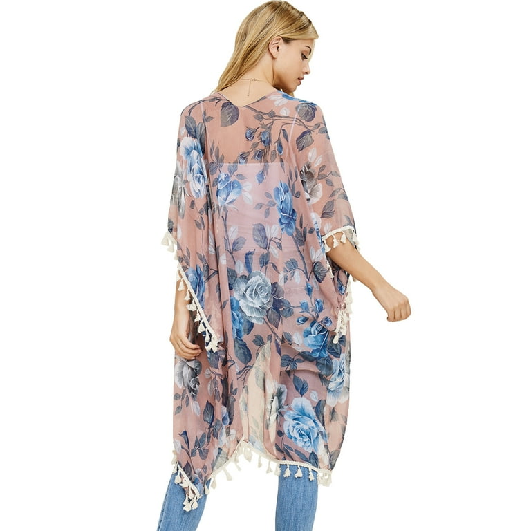 Floral tassel kimono cardigan discount