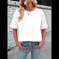 thumbnail image 4 of Camisetas Holgadas de Gran Tamaño para Mujer, Cuello Redondo, Corta, Blusa Informal de Verano Y2K 2025, Camiseta Básica M, 4 of 10