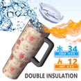 thumbnail image 5 of 40oz Pioneer Flower Floral Print Pattern Insulated Tumbler with Handle, BPA-Free Leak Proof Lid and Straws, Double Wall Vacuum, Hot 12h/Cold 34h, 5 of 6