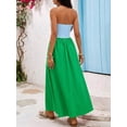 thumbnail image 2 of Vivid Green Strapless Maxi Dress For Women, Casual Elegant Vacation Flowy Skirt, 2 of 8