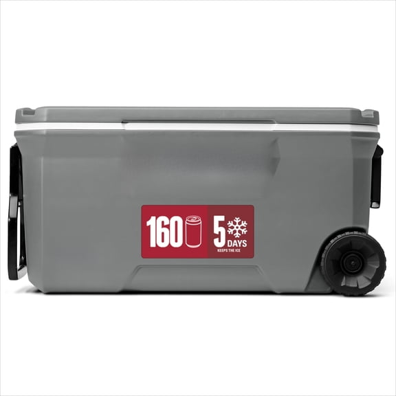 Series Insulated Portable Rolling Cooler with Wheels, Leak-Resistant Outdoor Hard Cooler Keeps Ice up to 5 Days