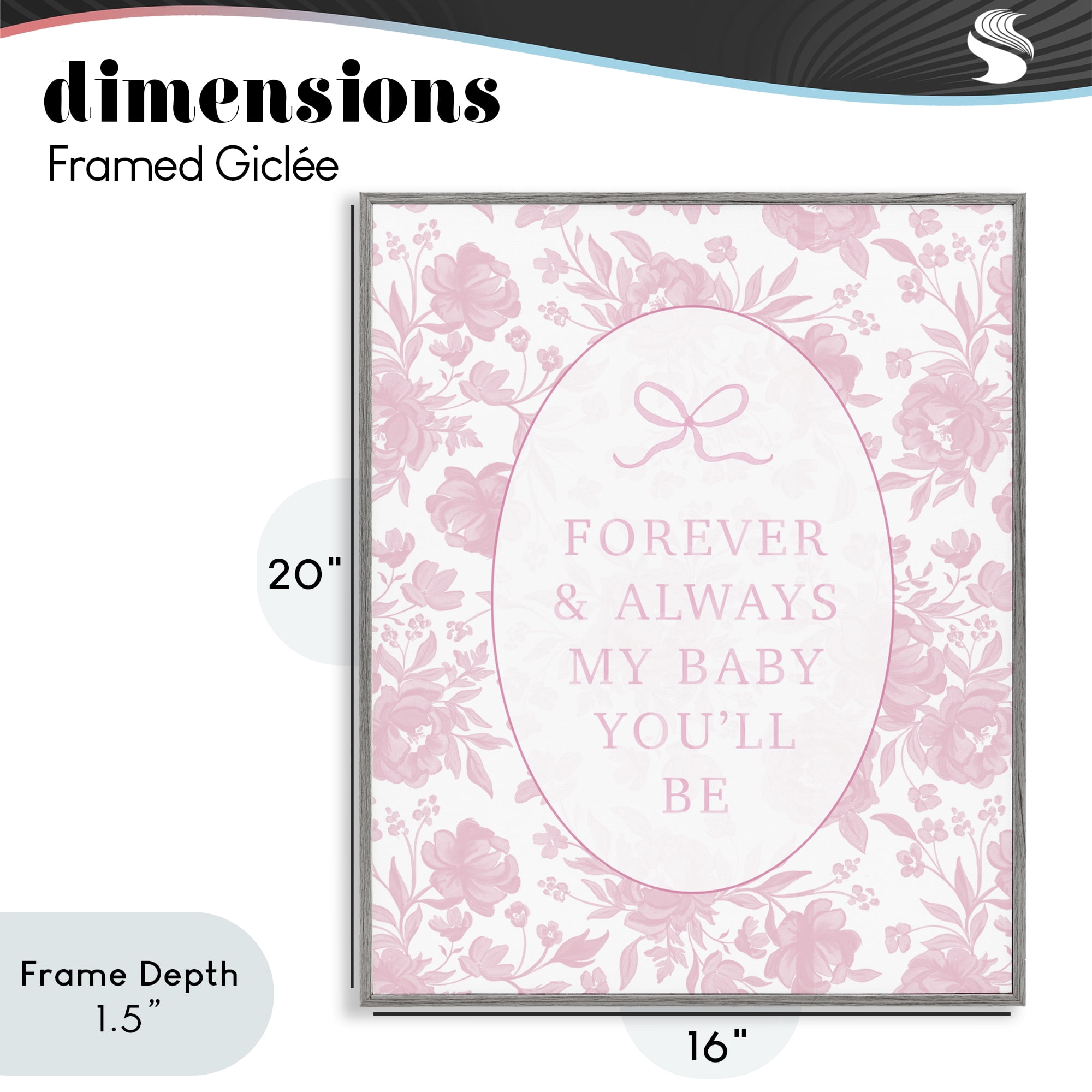 Stupell Industries Forever and Always Pink Florals Gray Framed Giclee Art, design by Cherrywood Lane