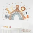 thumbnail image 3 of 1pcs Cartoon Watercolor Elephant Lion Giraffe Star Rainbow Wall Stickers Baby Nursery Kids Room Playroom Wall Decal Home Decor (style1), 3 of 7