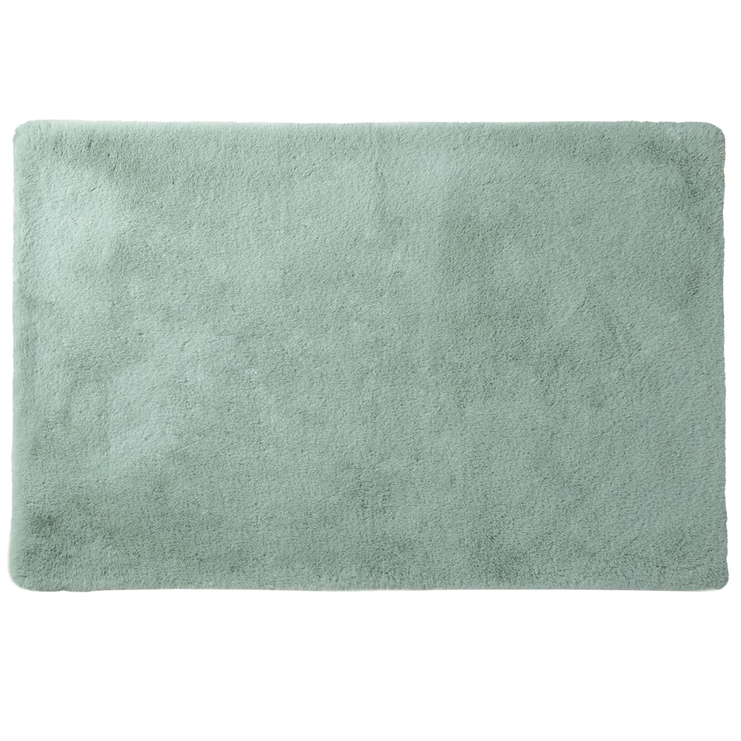 Phantoscope Deluxe Soft Faux Rabbit Fur Collection Decorative Home Decor Modern Area Rug, Green