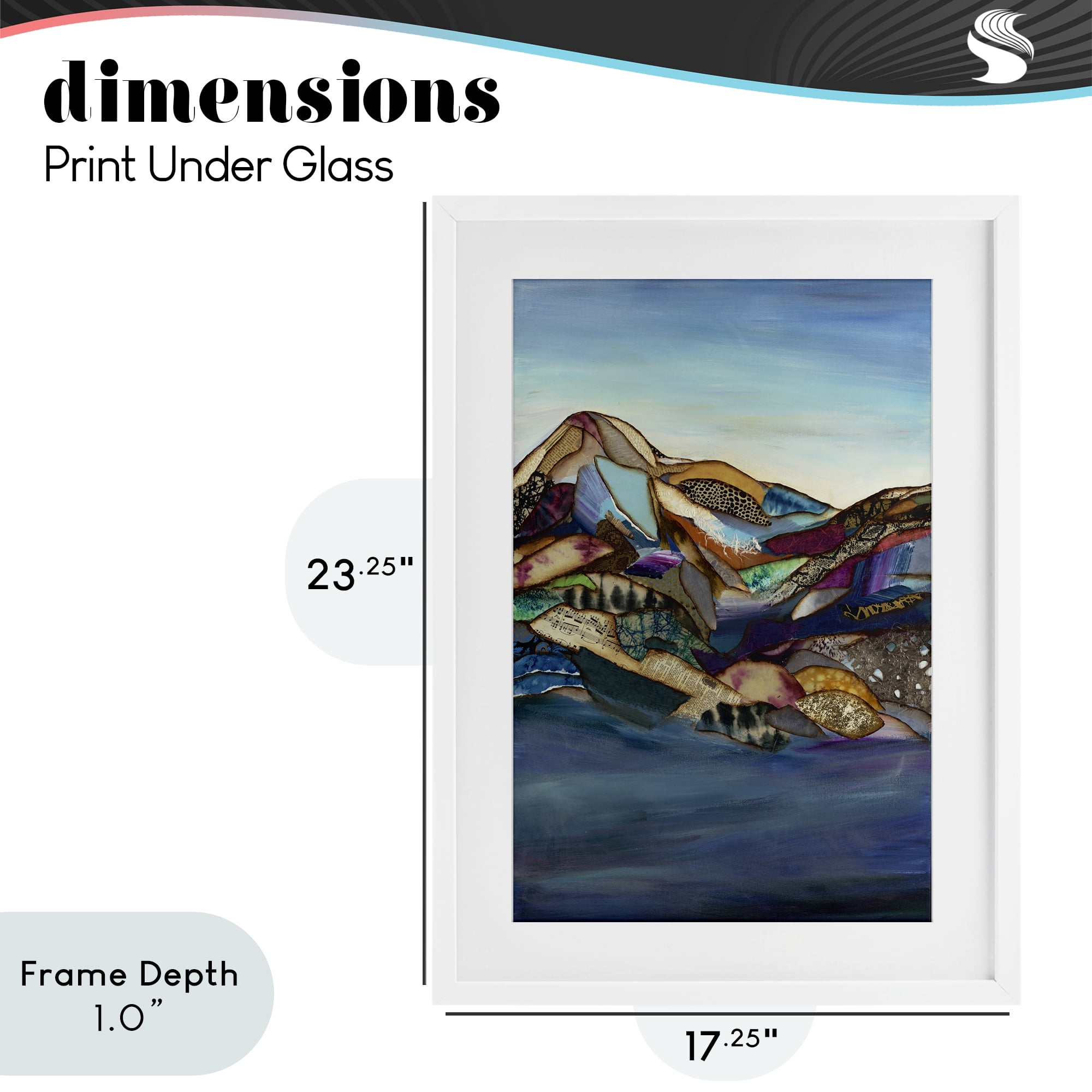 Stupell Industries Patchwork Collaged Mountains White Framed Print Under Glass, design by Van Horne-Borcherding