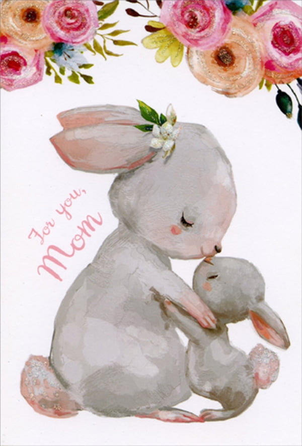 Pictura Mom Rabbit Kissing Small Bunny Rabbit Easter Card for Mom ...