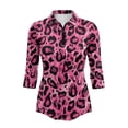 thumbnail image 2 of Uorisanigo Pink Leopard Print Womens Moisture Wicking Casual Tennis Activewear Size XL Versatile Fashionable Long Sleeve Golf Polo Shirts with Zipper Casual Outing Wear Pullover, 2 of 7