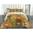thumbnail image 2 of Ambesonne Vintage Quilted Coverlet 3 Pcs, Animals Pattern, King Size, Black and Brown, 2 of 4