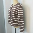 thumbnail image 4 of Yesfashion Women's Striped Golden Button Cardigan Sweater Trendy Long Sleeve Button Down Crewneck Knit Cardigans, 4 of 9