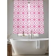 thumbnail image 4 of Pink Sheer Curtains 63 inches Long 2 Panels Set Morocco Geometric Abstract Tiers Sheers Rod Pocket Small Window Short Curtains for Kitchen Cafe, Each 52" W x 63" L, 4 of 7