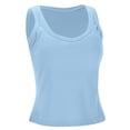thumbnail image 6 of Lixiuxyad Cami Tank Top High Neck Long Sleeve Built In Bra Tank Top Seamless Slim Fit Camisole For Layering Comfortable Basic Shirt,Blue, 6 of 6