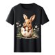 thumbnail image 3 of Tops de Cuello Alto para las Mujeres Amante Impreso Camiseta Cuello Redondo Manga Corta, Poliéster Spandex, 3 of 7
