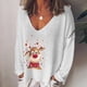 thumbnail image 1 of Pntutb - Camiseta de manga larga con cuello en V y estampado informal para mujer Pntutb Pntutb-2185, 1 of 6