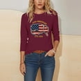 thumbnail image 5 of Women 250th Anniversary Patriotic T Shirt, Printed Round Neck Top, Three Quarter Sleeve Casual Pullover Blouse, Soft Polyester Loose Fit Daily Wear, 5 of 7