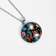 thumbnail image 4 of Flower Butterfly Women's Glass Design Circular Pendant Necklace - Sparkle and Shine with this Elegant Necklace, 4 of 5
