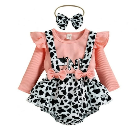 

0-24M Baby Cartoon Top Baby Fashion Print Top Baby Fashion Hair Band Fashion Printed Strap PP Pants Baby Fashion Cute Suit