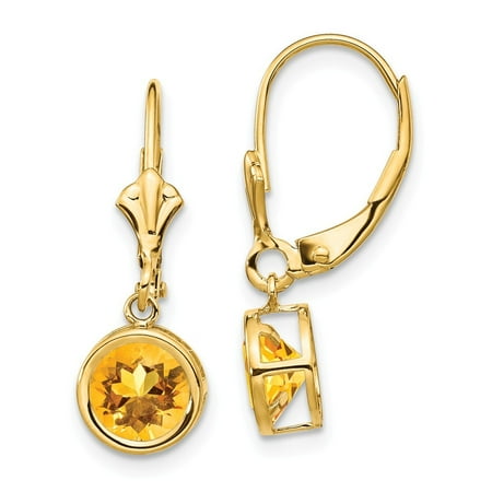 Roy Rose Jewelry 14K Yellow Gold 6mm Citrine Leverback Earrings