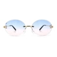 thumbnail image 5 of Mens Luxury Rimless Oval Rich Gangster Metal Rim Sunglasses Gold - Blue Pink, 5 of 8