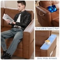 thumbnail image 6 of AODAILIHB 88" W Linen Fabric 3-Seat Sofa Set with Ottoman, Love-seat Couch with 2 USB Charging Ports and Stowage Pocket, Upholstered Arm Sofa For Living Room, Office, Brown, 6 of 7