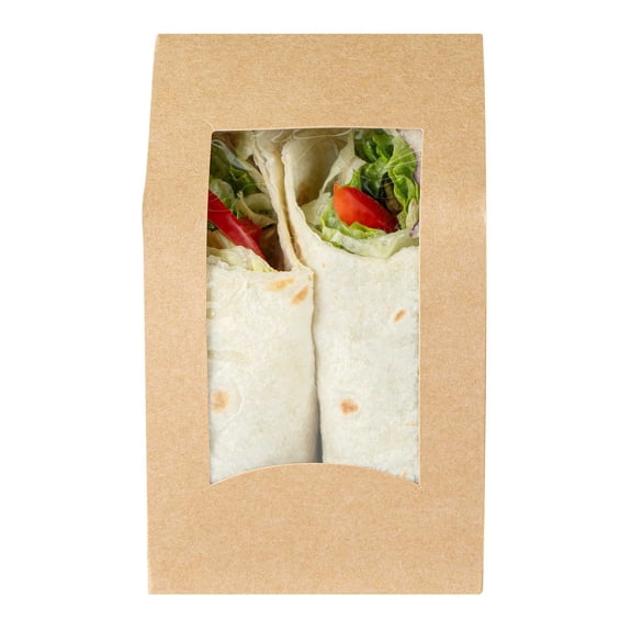Cafe Vision Rectangle Kraft Paper Sandwich / Wrap Take Out Container - Angle Cut - 6" x 3 3/4" x 2" - 50 count box