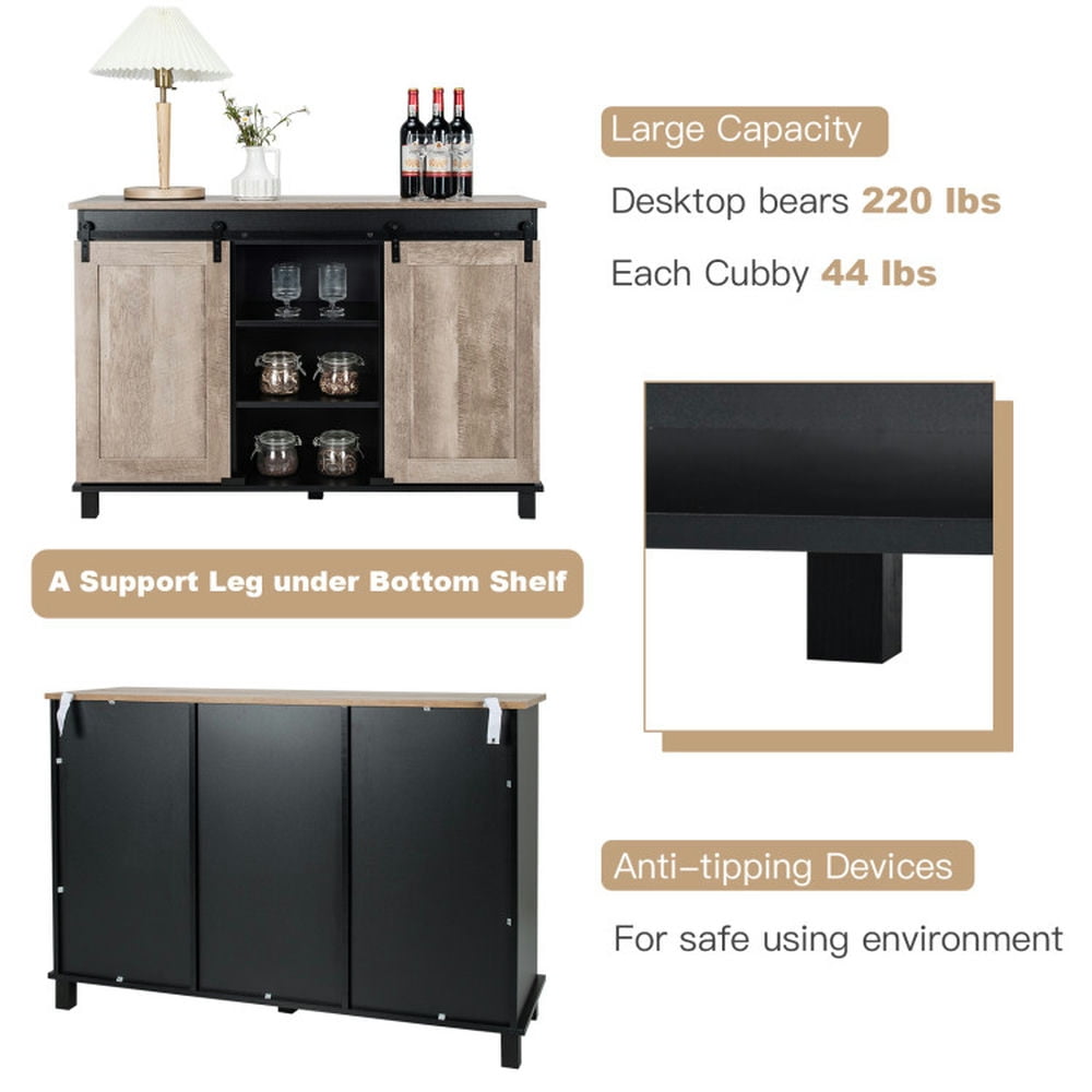 Finihen Kitchen Storage Cabinet, Buffet Sideboard, Kitchen Buffet Sideboard with 2 Sliding Barn Doors, for Dining Room, Kitchen, Living Room, Oak Finihen Kitchen Storage Cabinet, Buffet Sideboard, Kitchen Buffet Sideboard with 2 Sliding Barn Doors, for Dining Room, Kitchen, Living Room, Oak