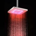 LED Shower Head Temperature 3 Color Changing 8 Inch Square ABS Finish