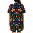 thumbnail image 3 of Picia Mexican Flower Traditional1 Pajamas Sets for Women Soft Short-Sleeved Pjs with Lounge Shorts Two Piece Sleepwear-3X-Large, 3 of 9