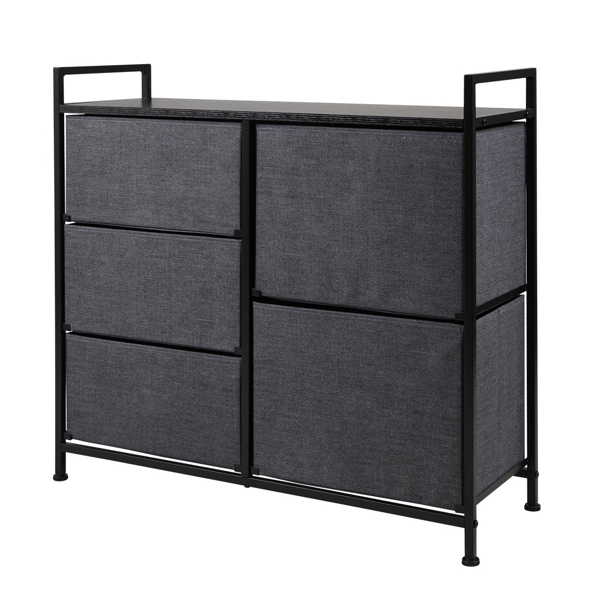 Lowestbest 3-Tier Drawer Dresser Organizer With 5 Drawers, End Table Storage Cabinet with Easy Pull Fabric Bins, Black Lowestbest 3-Tier Drawer Dresser Organizer With 5 Drawers, End Table Storage Cabinet with Easy Pull Fabric Bins, Black