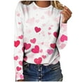 thumbnail image 4 of TKLPEHG Valentines Day T Shirts for Women Casual Round Neck Long Sleeve Heart Print Graphic Tee Comfy Pullover (Hot Pink,S), 4 of 7