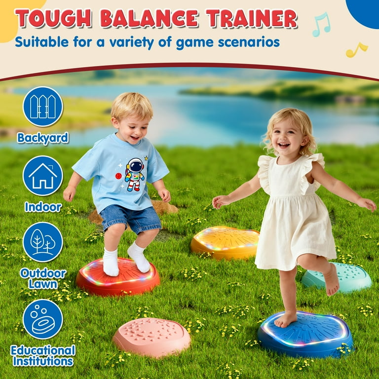 Stepping Stones for Kids, 5pcs Non-Slip Stepping Stones with Light