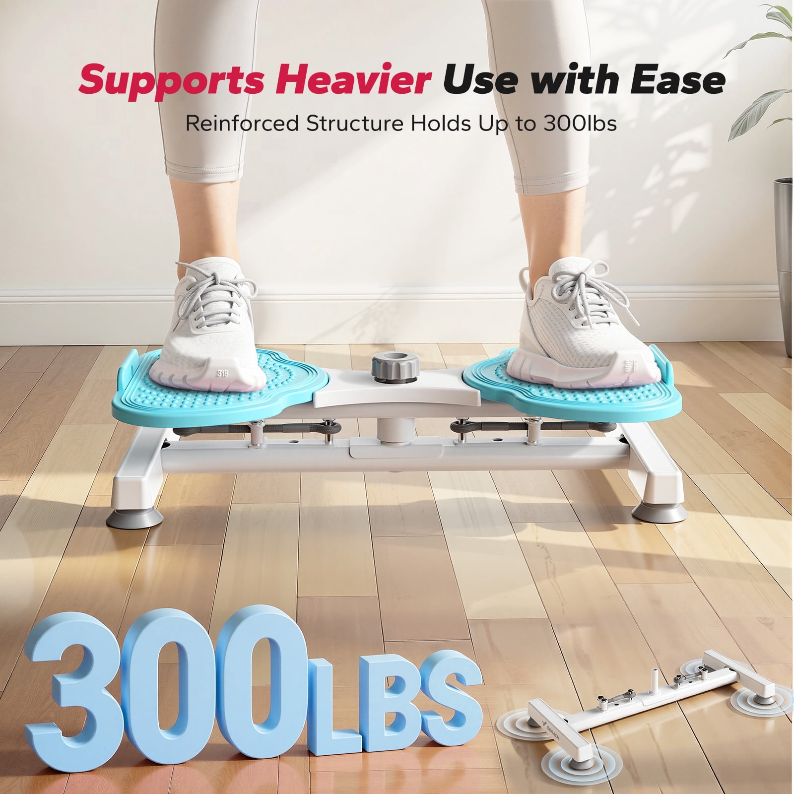 MERACH Slim Waist Twister, Silent Ab Toner for Women, 300 lbs Capacity, Core Workout Board for Home Gym, Blue